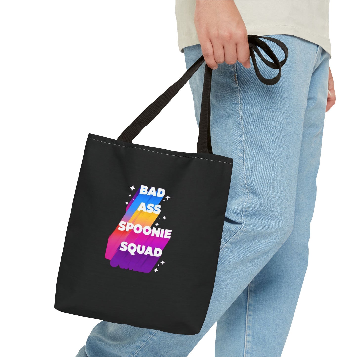 Autoimmune Disease Awareness Tote Bag - "Bad Ass Spoonie Squad" (Black)