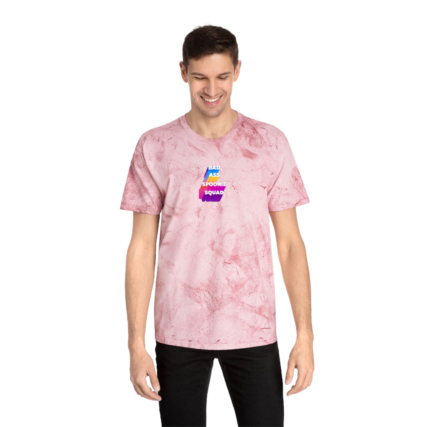 Unisex Color Blast T-Shirt - "Bad Ass Spoonie Squad" - Sjögren's Disease Awareness