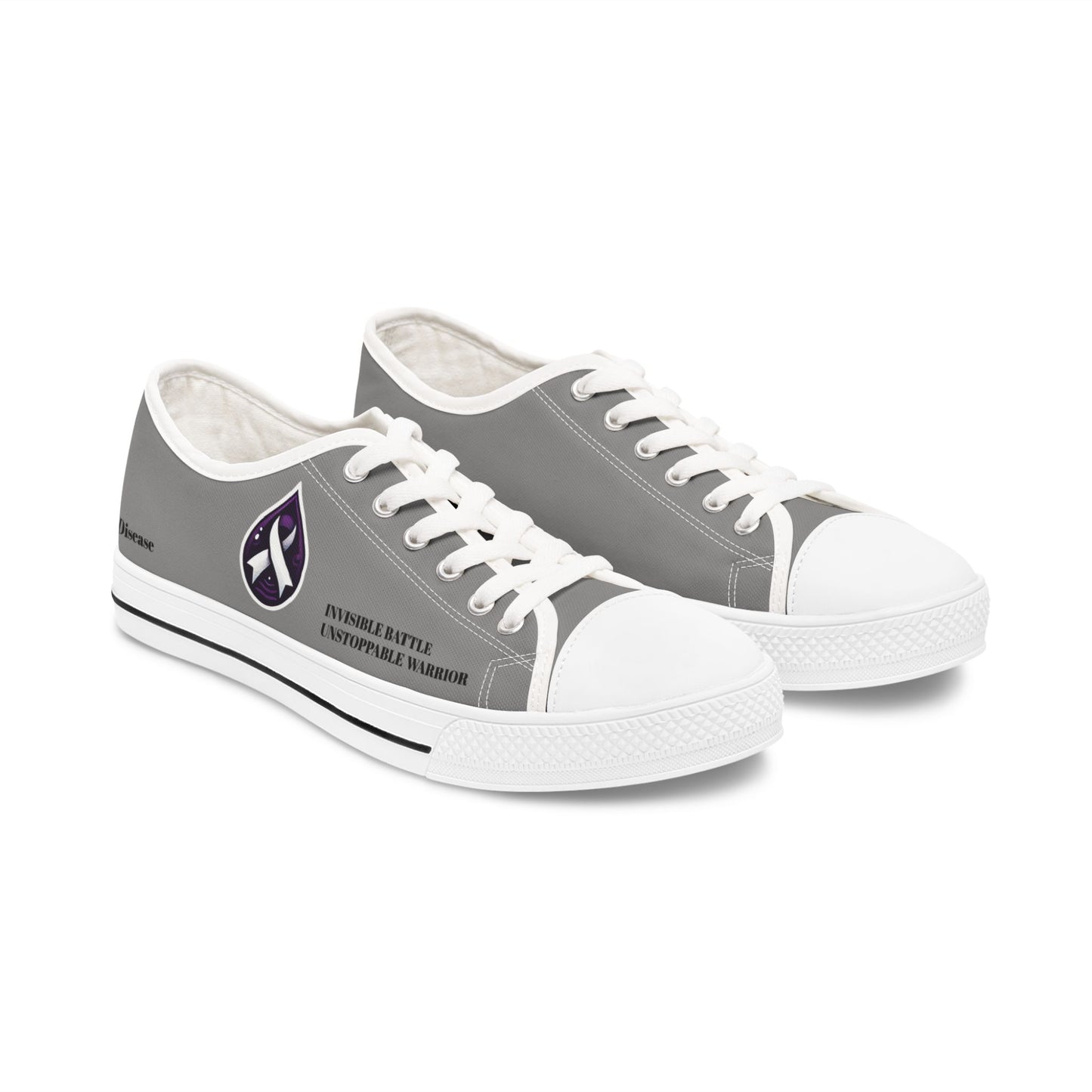 Inspirational Women's Low Top Sneakers - Unstoppable Warrior Design (Gray)