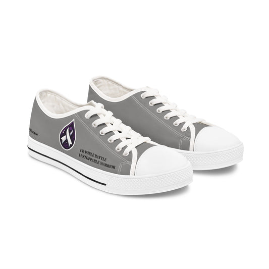 Inspirational Women's Low Top Sneakers - Unstoppable Warrior Design (Gray)