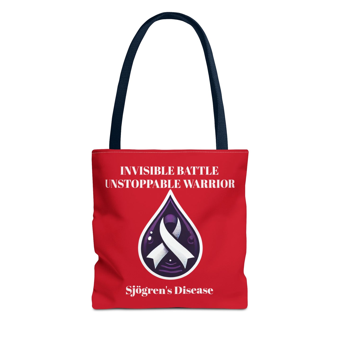 Invisible Battle Unstoppable Warrior Tote Bag - Sjögren's Disease Awareness (Red)
