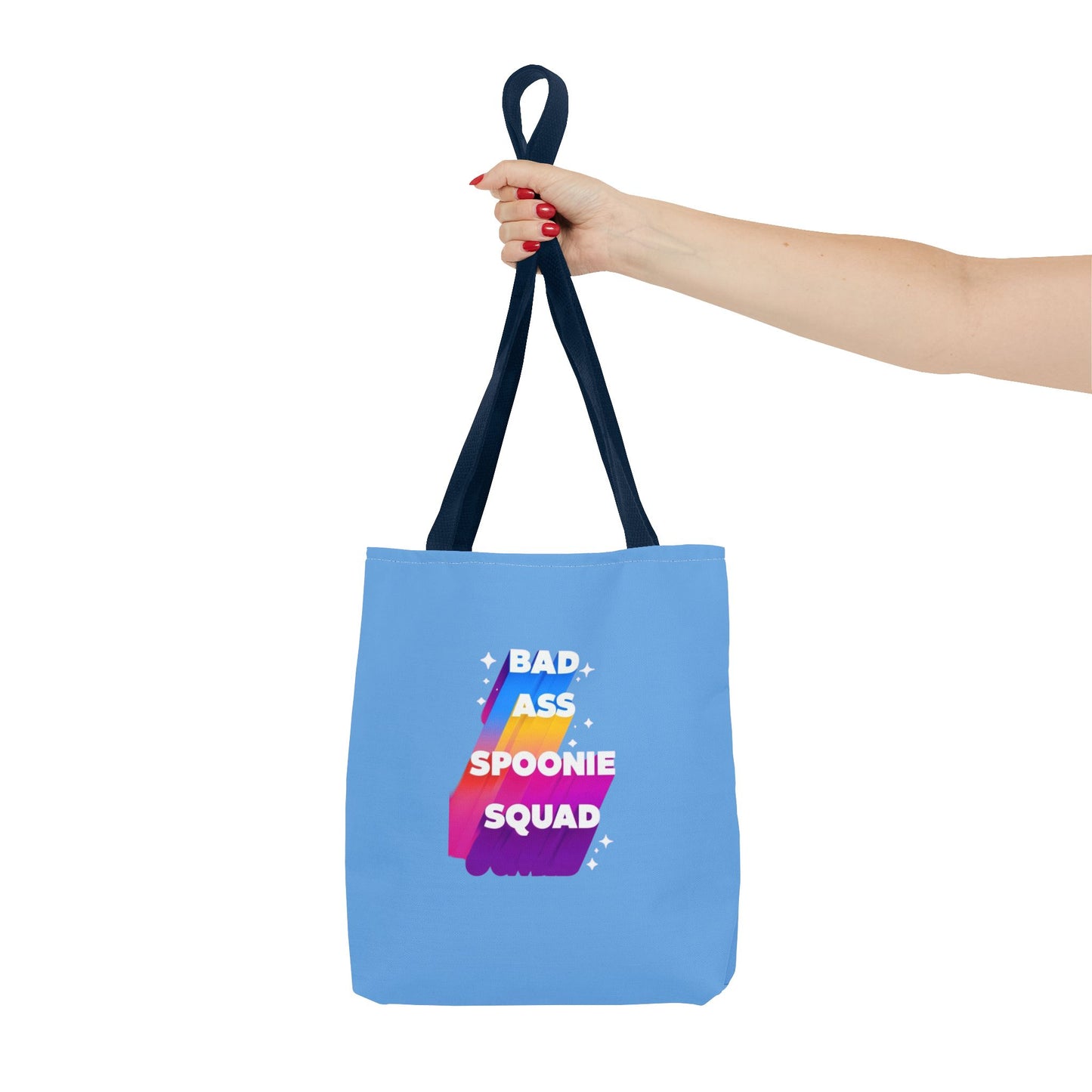 Autoimmune Disease Awareness Tote Bag - "Big Ass Spoonie Squad" (Light Blue)