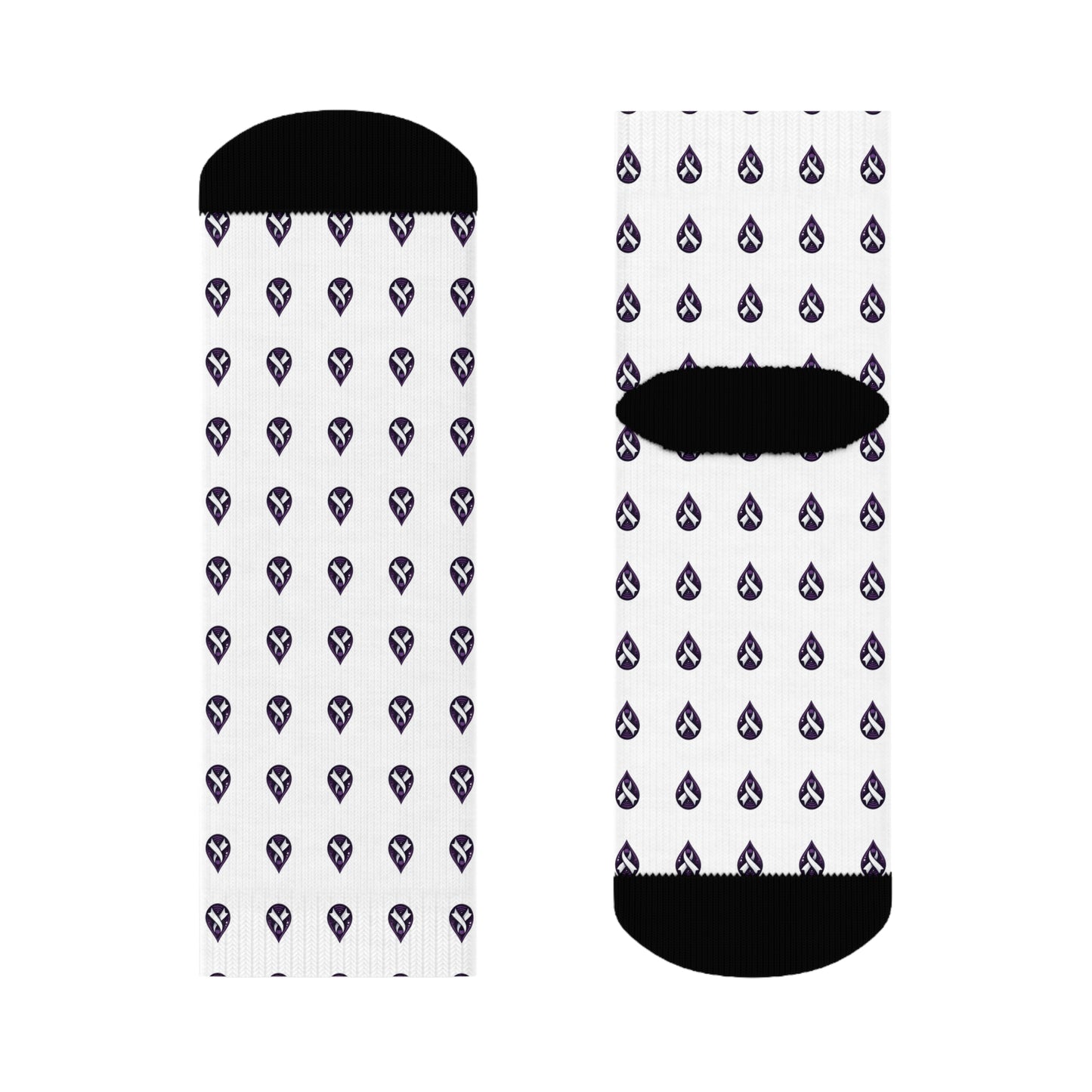 Sjögren's Disease Teardrop Pattern Crew Socks (White)
