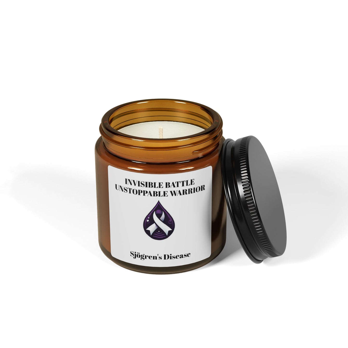 Scented Soy Candle - Invisible Battle Unstoppable Warrior - Sjögren's Disease Awareness