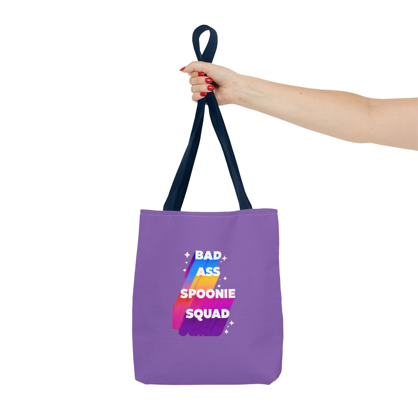 Autoimmune Disease Awareness Tote Bag - "Bad Ass Spoonie Squad" (Light Purple)