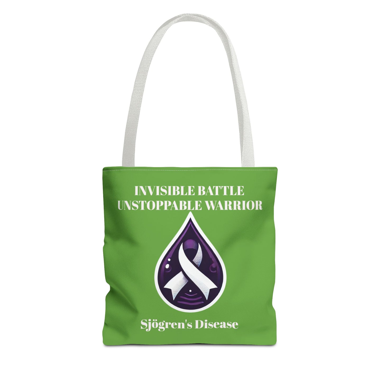Invisible Battle Unstoppable Warrior Tote Bag - Sjögren's Disease Awareness (Green)