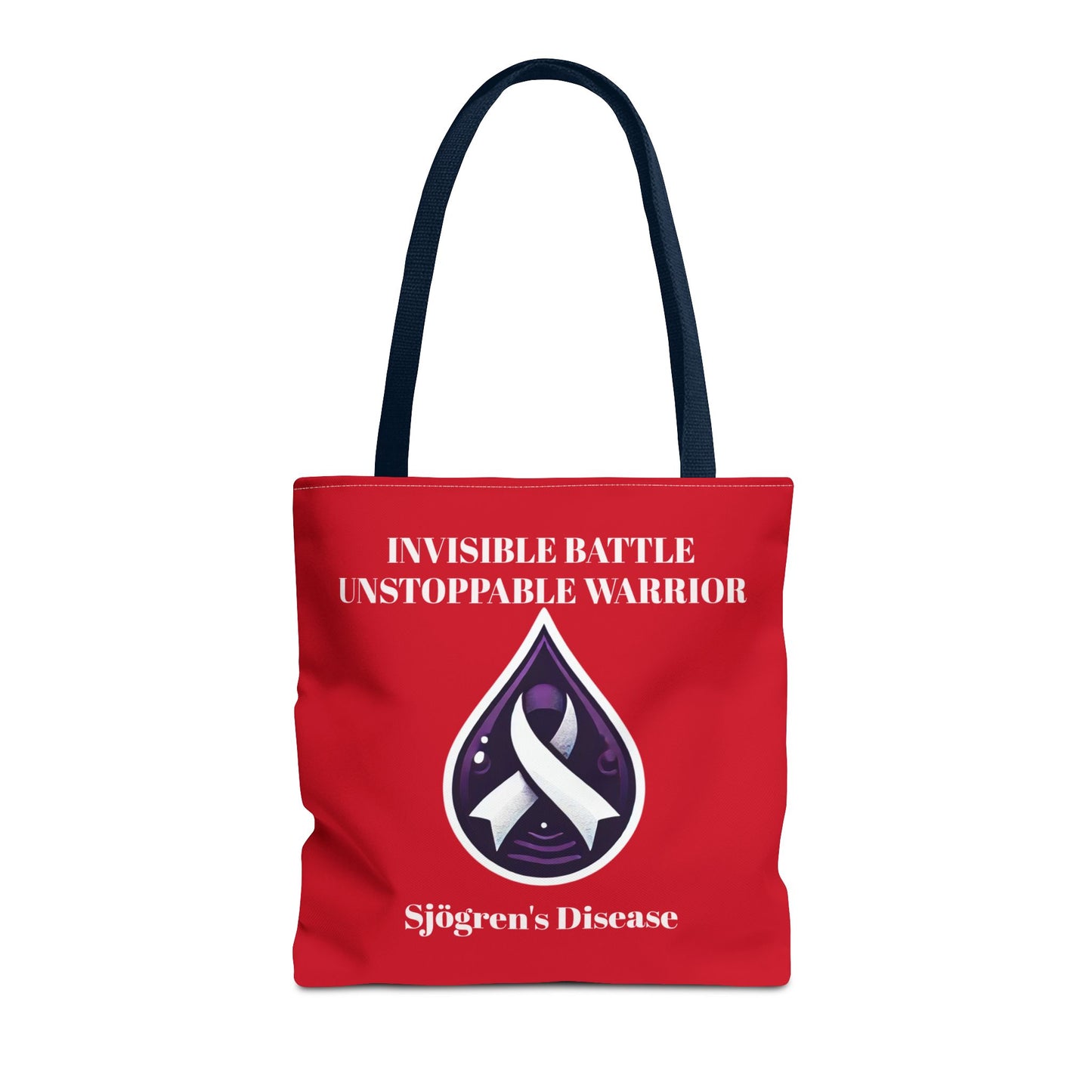Invisible Battle Unstoppable Warrior Tote Bag - Sjögren's Disease Awareness (Red)