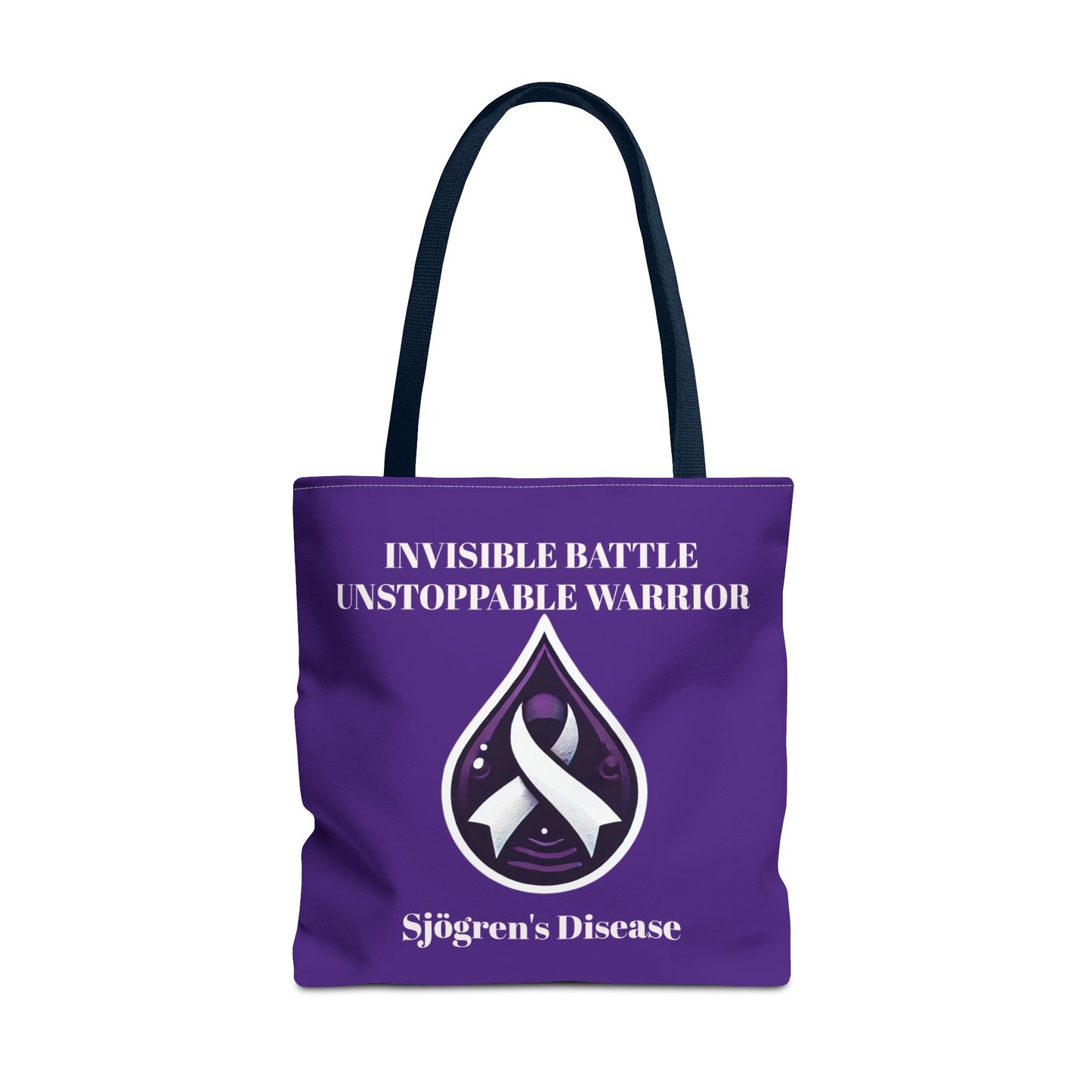 Invisible Battle Unstoppable Warrior Tote Bag - Sjögren's Disease Awareness (Dark Purple)