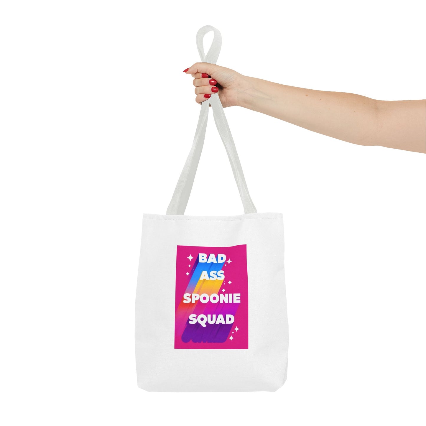 Autoimmune Disease Awareness Tote Bag - "Bad Ass Spoonie Squad" (White)