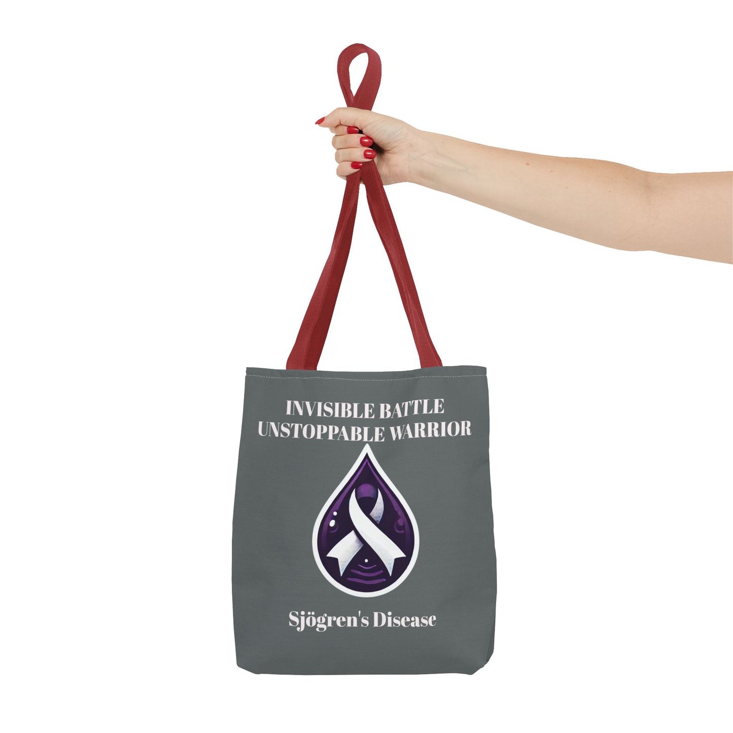 Invisible Battle Unstoppable Warrior Tote Bag - Sjögren's Disease Awareness (Dark Gray)