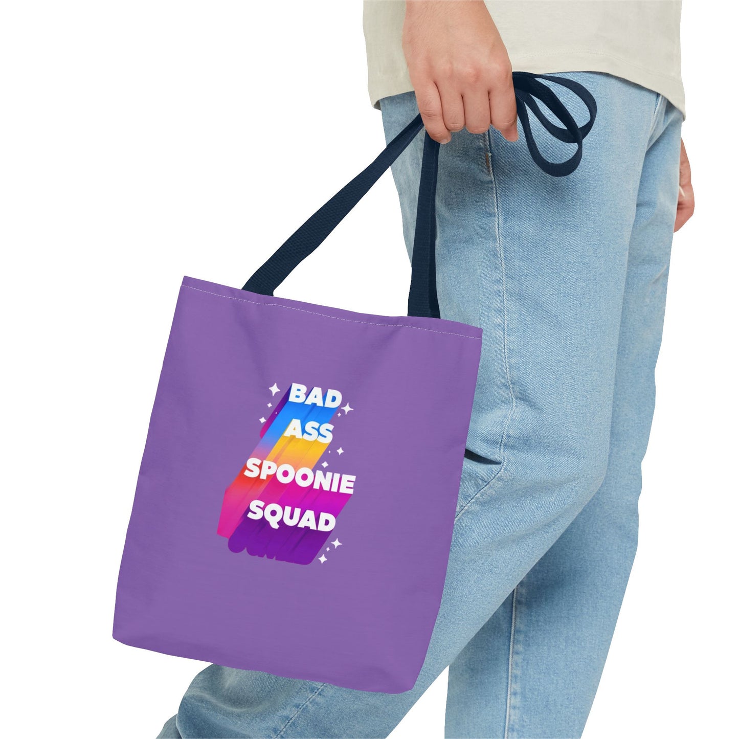 Autoimmune Disease Awareness Tote Bag - "Bad Ass Spoonie Squad" (Light Purple)