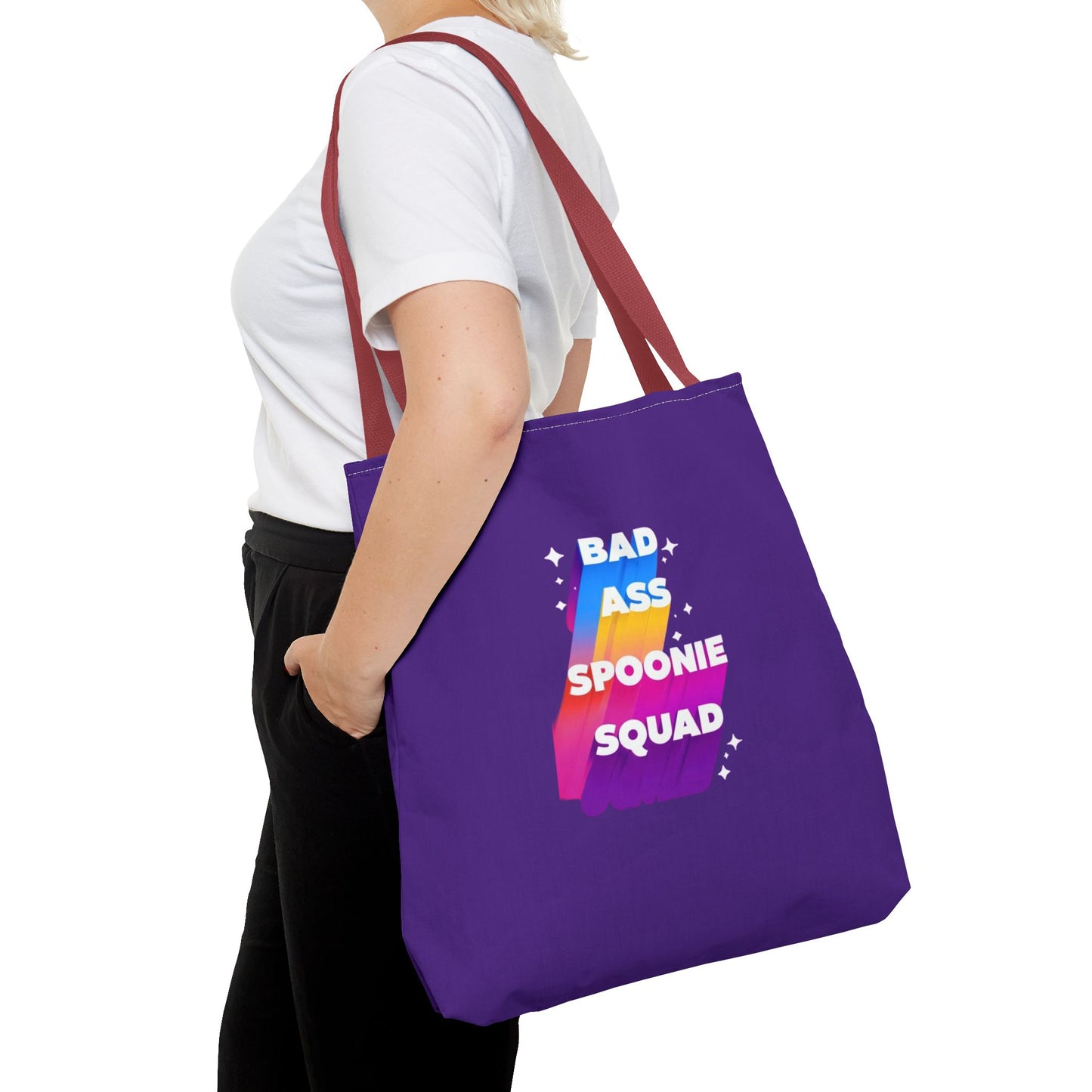 Autoimmune Disease Awareness Tote Bag - "Bad Ass Spoonie Squad" (Purple)