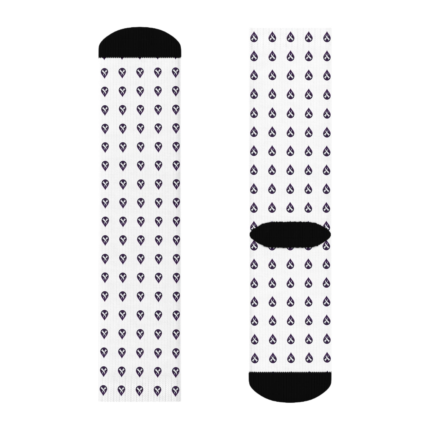 Sjögren's Disease Teardrop Pattern Crew Socks (White)