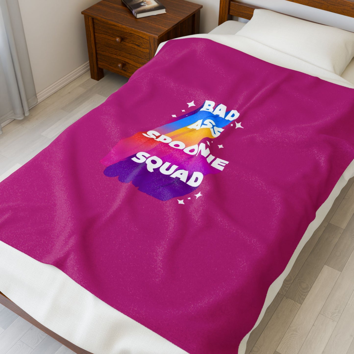 "Bad Ass Spoonie Squad" Velveteen Plush Blanket - Cozy Comfort for Caregivers & Patients