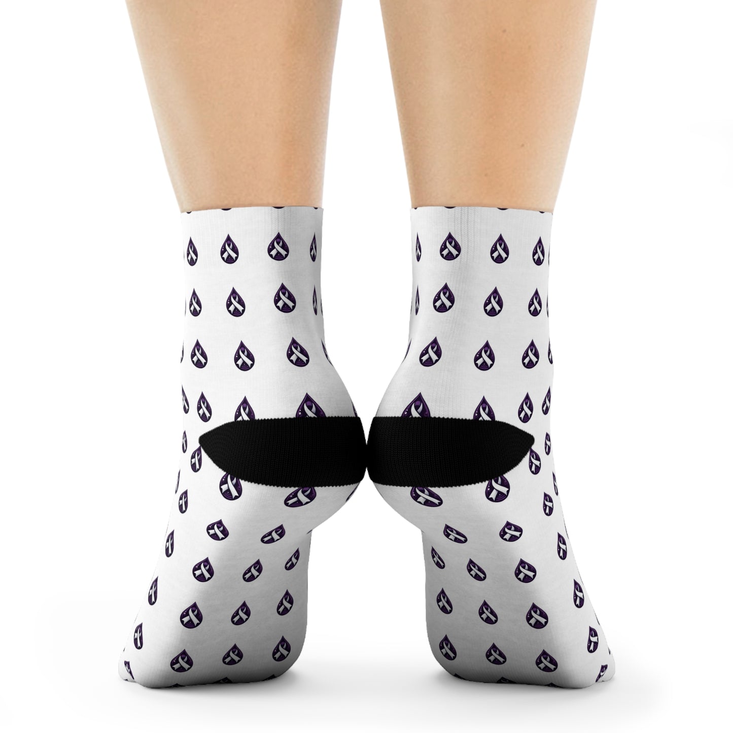 Sjögren's Disease Teardrop Pattern Crew Socks (White)