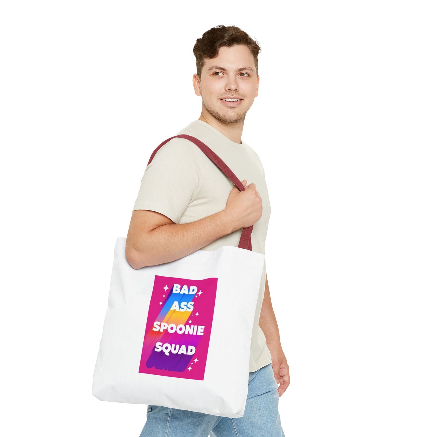 Autoimmune Disease Awareness Tote Bag - "Bad Ass Spoonie Squad" (White)