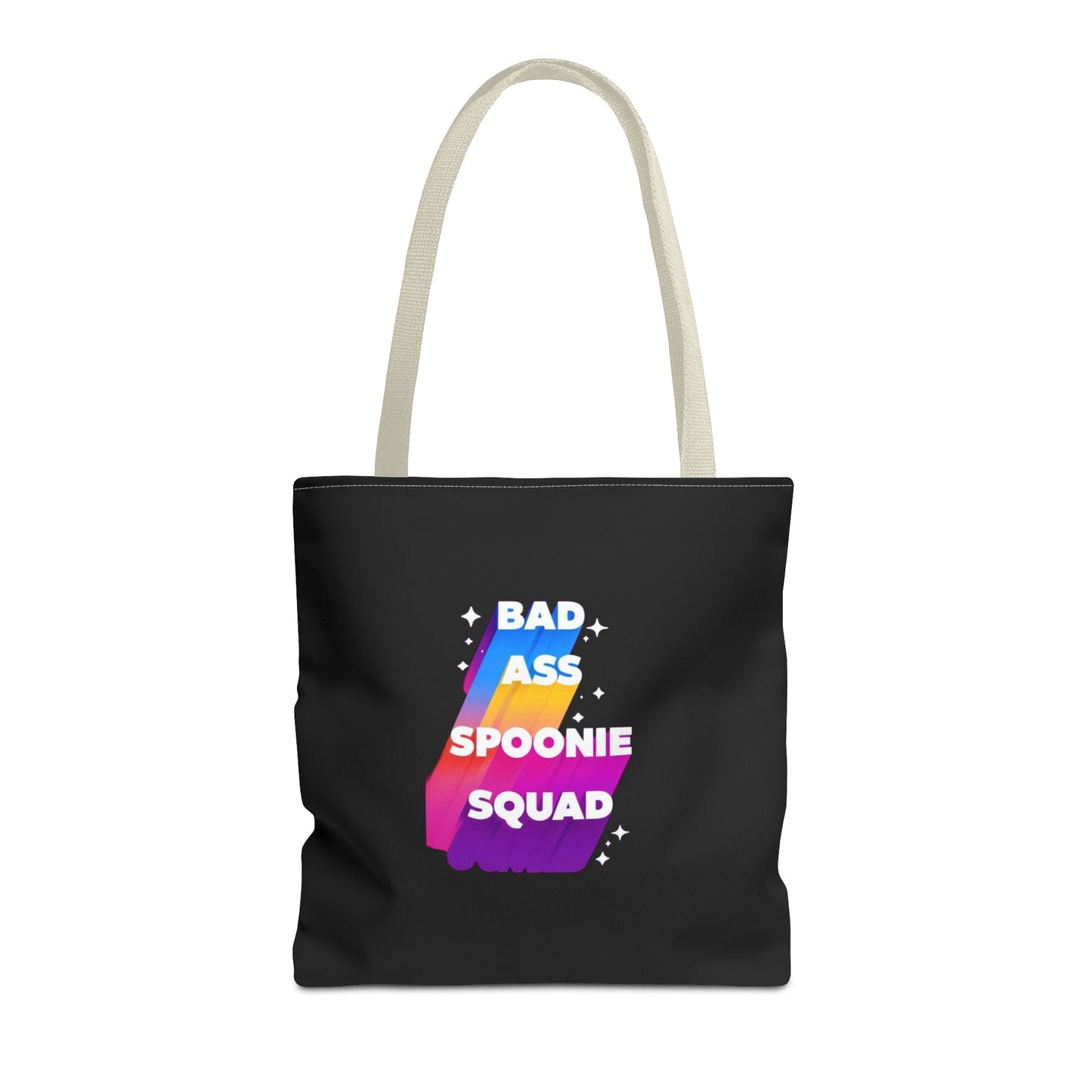 Autoimmune Disease Awareness Tote Bag - "Bad Ass Spoonie Squad" (Black)