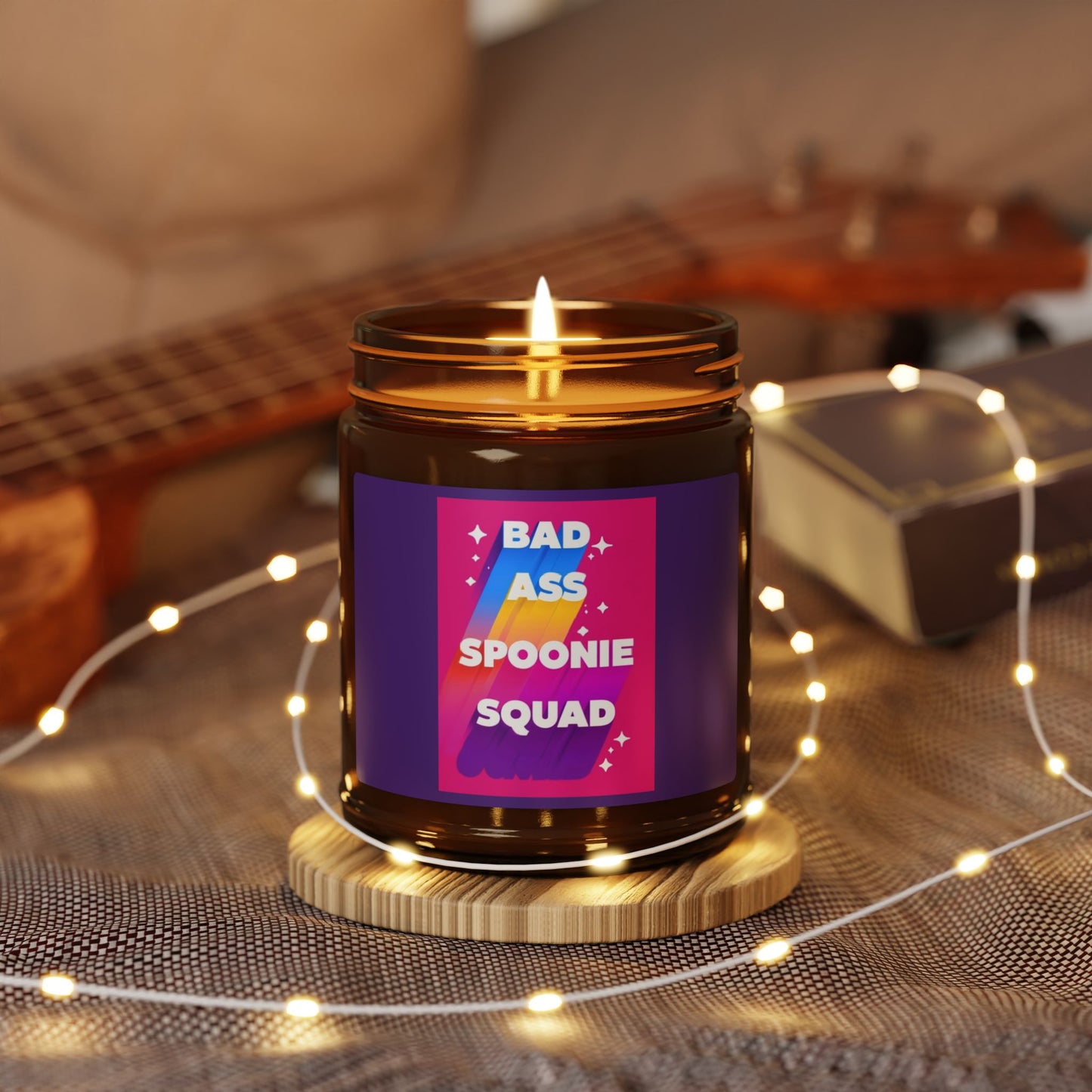 Sjögren's Disease ""Bad Ass Spoonie Squad"" |Scented Soy Candle -  Amber Jar | Relaxing Aromatherapy