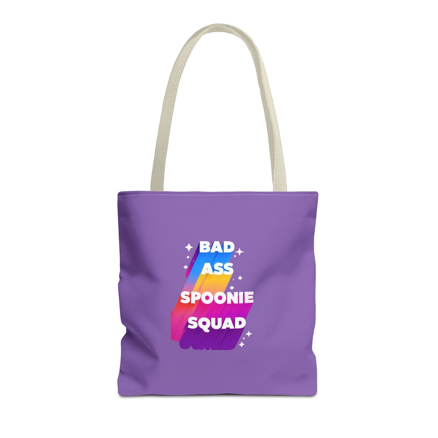 Autoimmune Disease Awareness Tote Bag - "Bad Ass Spoonie Squad" (Light Purple)
