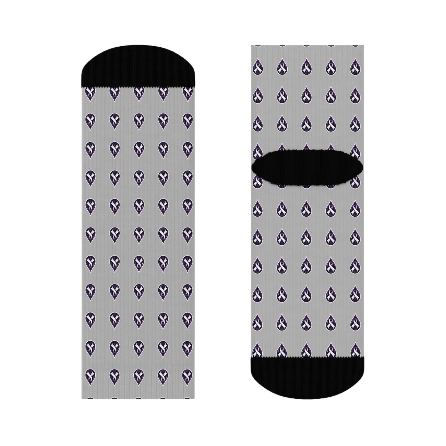 Sjögren's Disease Teardrop Pattern Crew Socks (Light Gray)