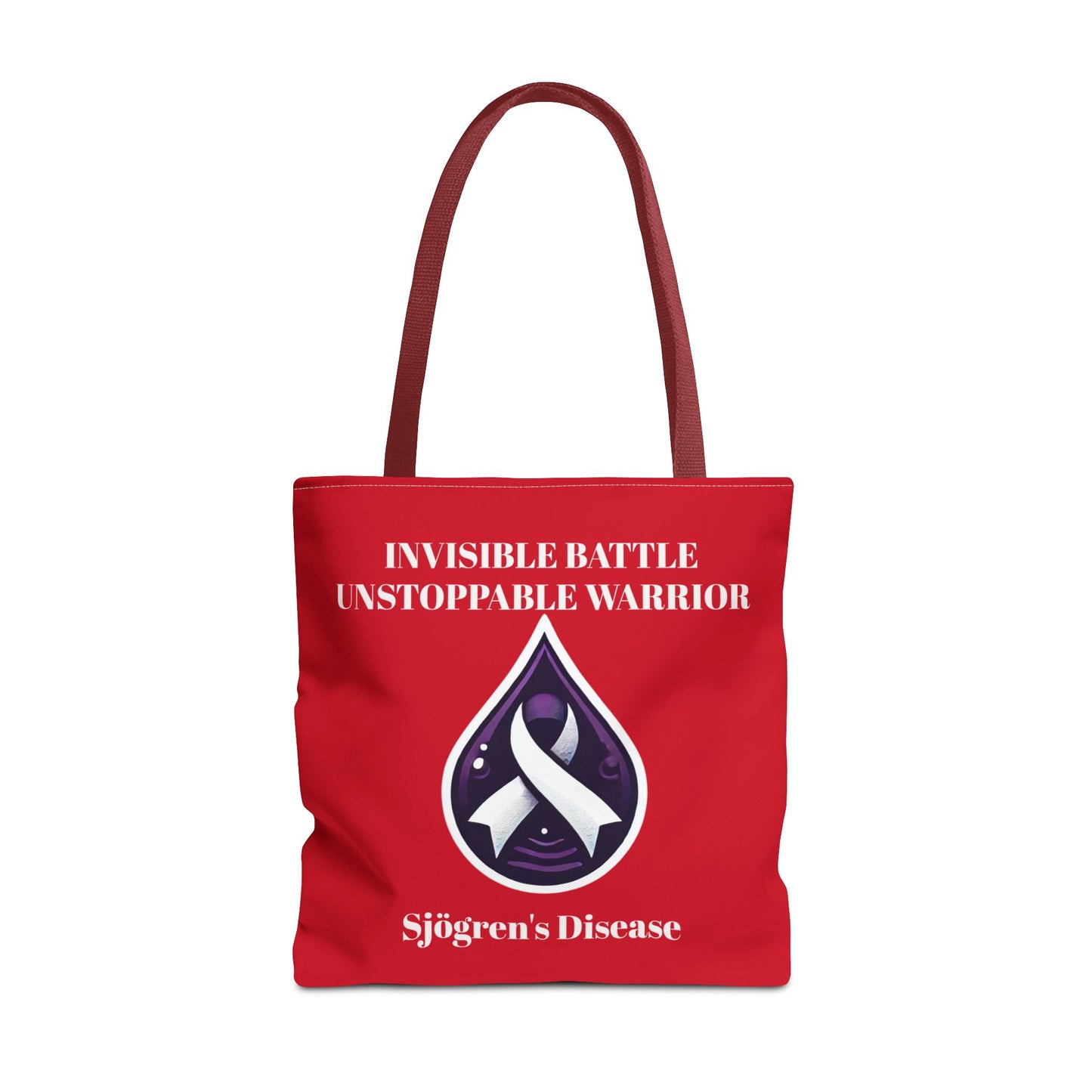 Invisible Battle Unstoppable Warrior Tote Bag - Sjögren's Disease Awareness (Red)
