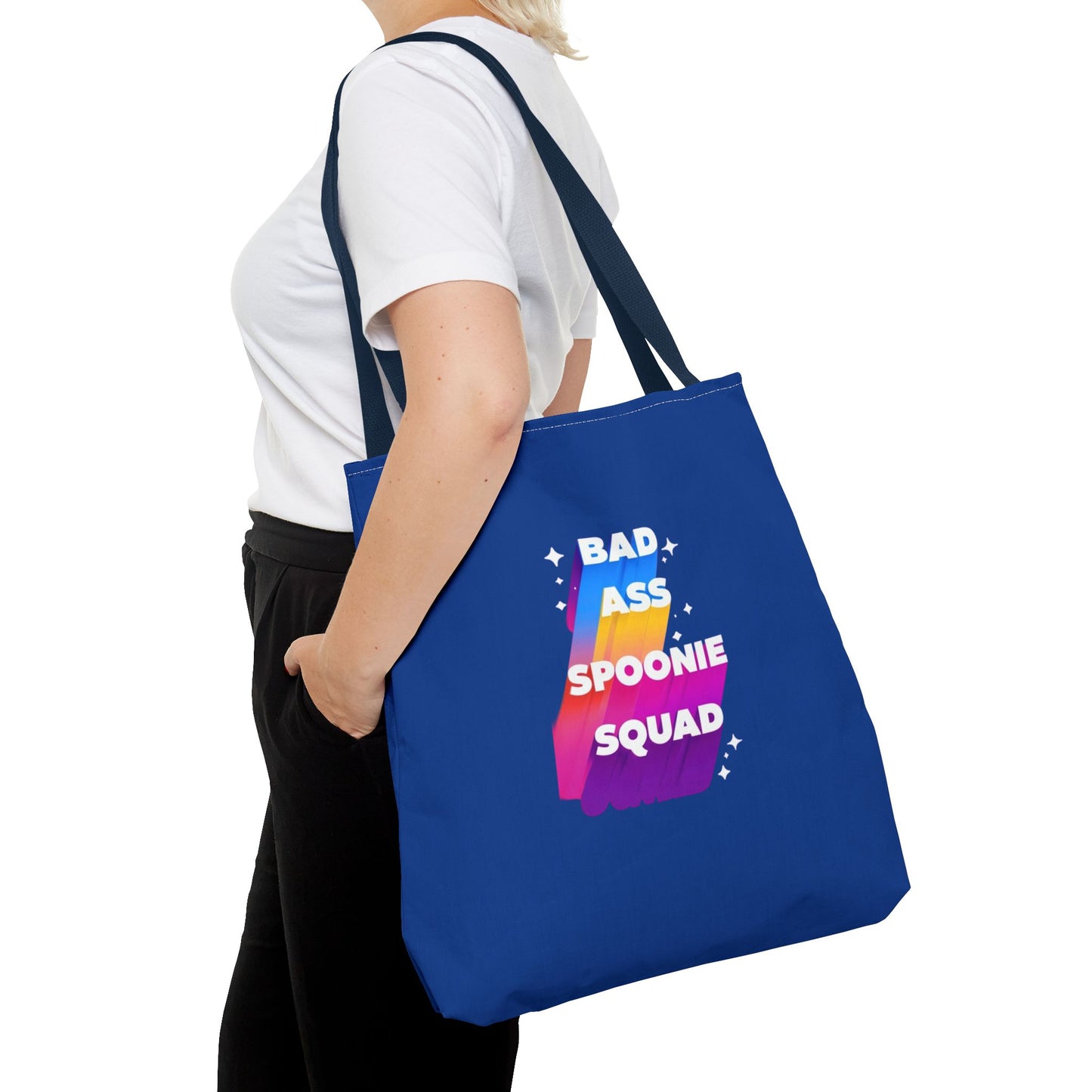 Autoimmune Disease Awareness Tote Bag - "Bad Ass Spoonie Squad" (Dark Blue)