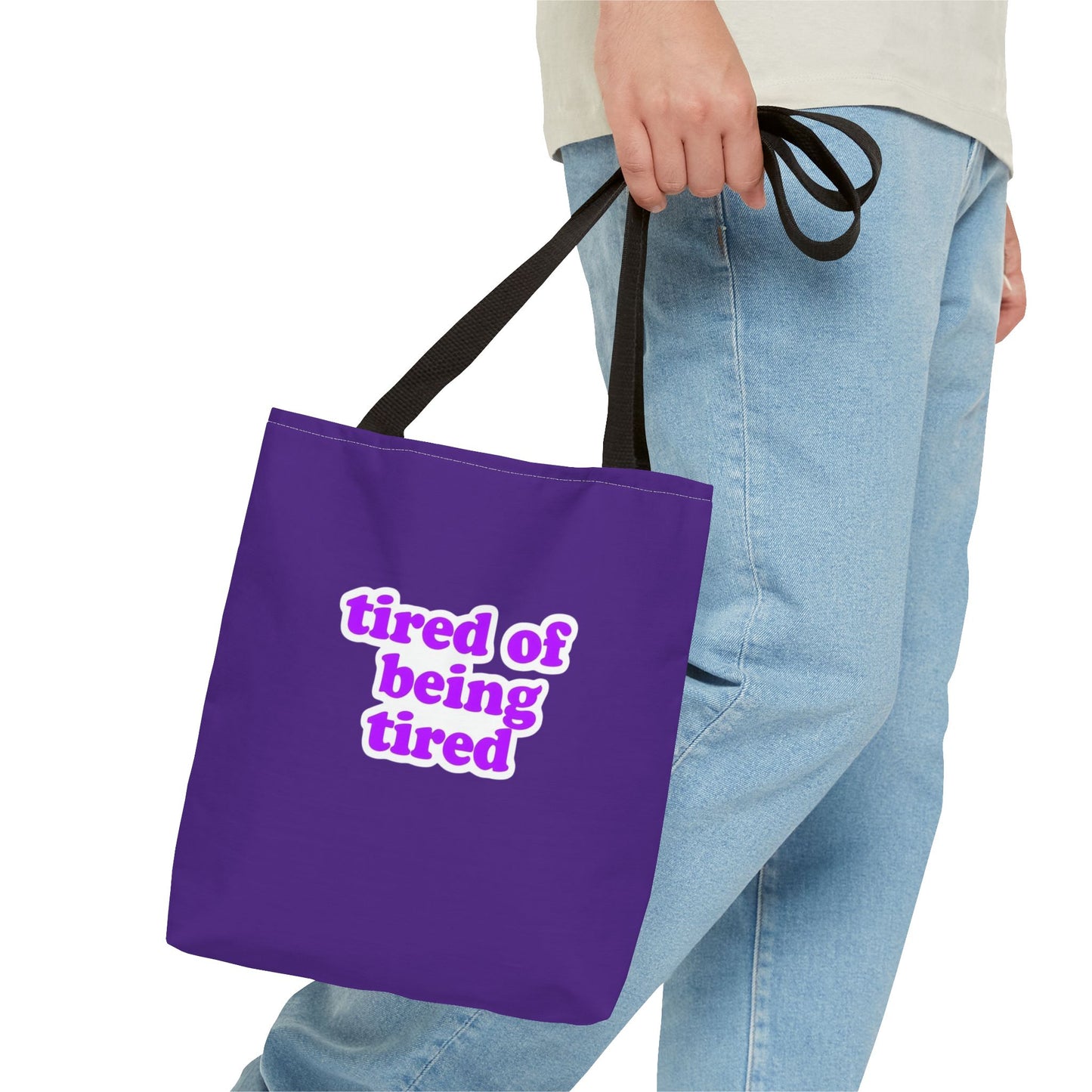 Autoimmune Disease Awareness Tote Bag - "tired of being tired" (Purple)