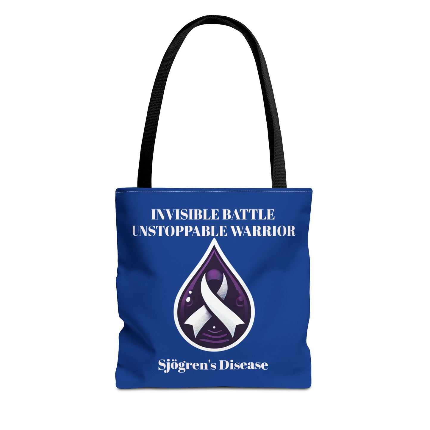 Invisible Battle Unstoppable Warrior Tote Bag - Sjögren's Disease Awareness (Dark Blue)