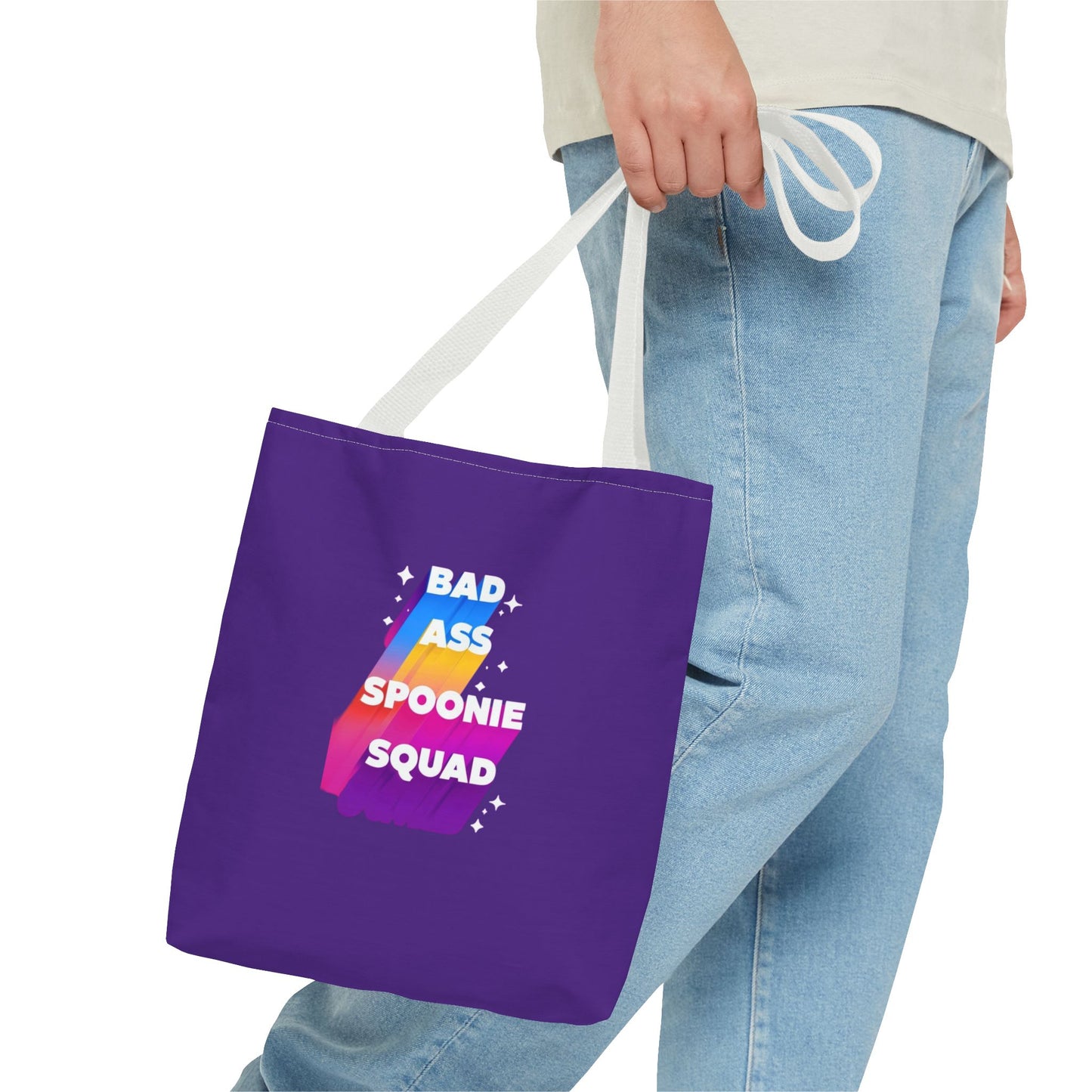Autoimmune Disease Awareness Tote Bag - "Bad Ass Spoonie Squad" (Purple)