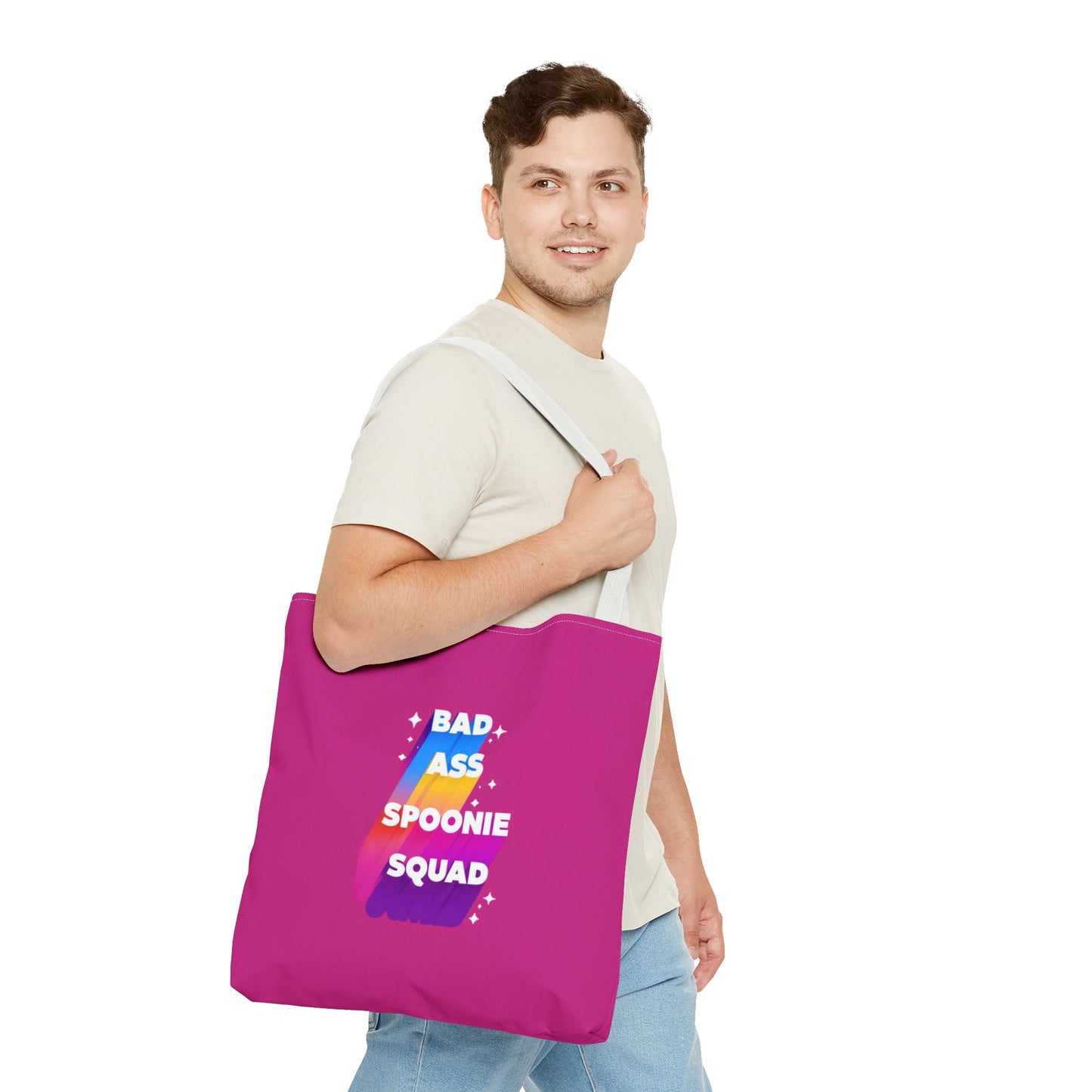 Autoimmune Disease Awareness Tote Bag - "Big Ass Spoonie Squad" (Pink)