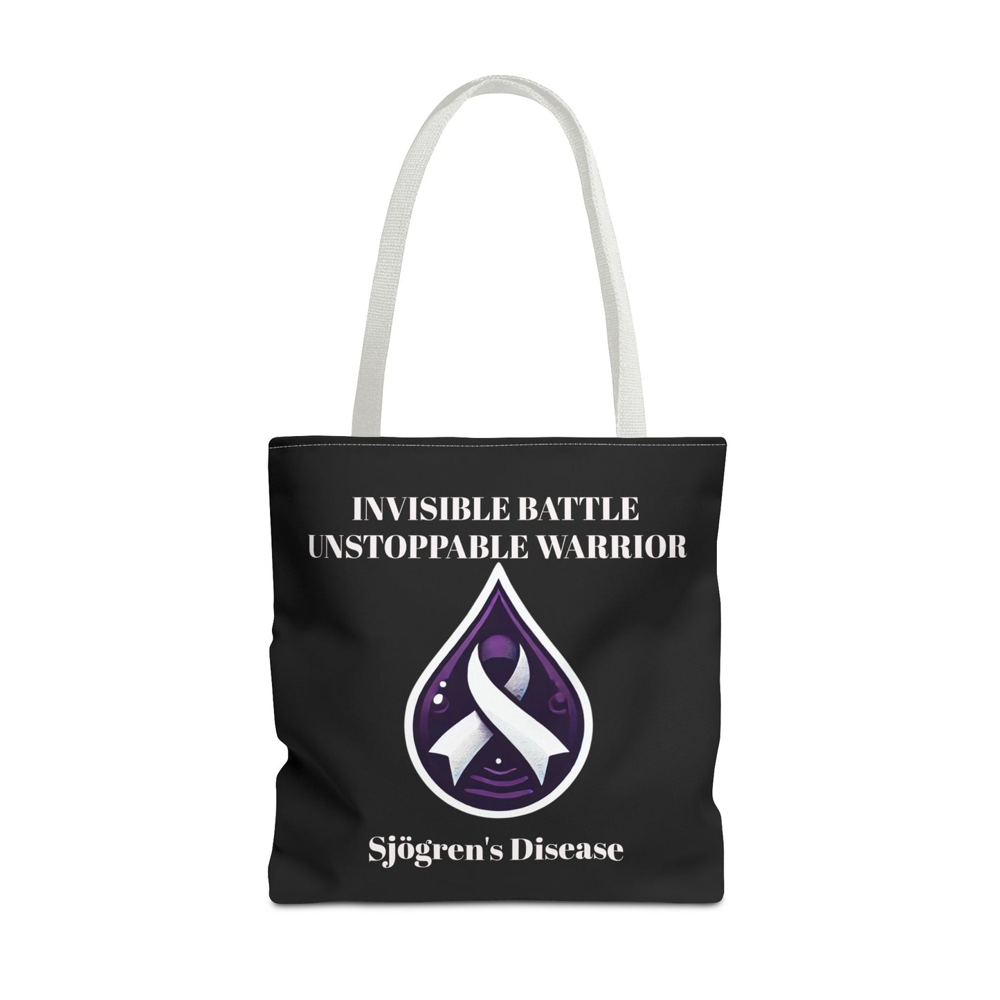 Invisible Battle Unstoppable Warrior Tote Bag - Sjögren's Disease Awareness (Black)