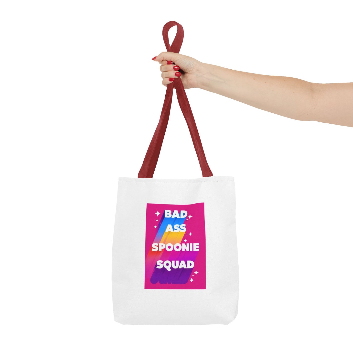 Autoimmune Disease Awareness Tote Bag - "Bad Ass Spoonie Squad" (White)