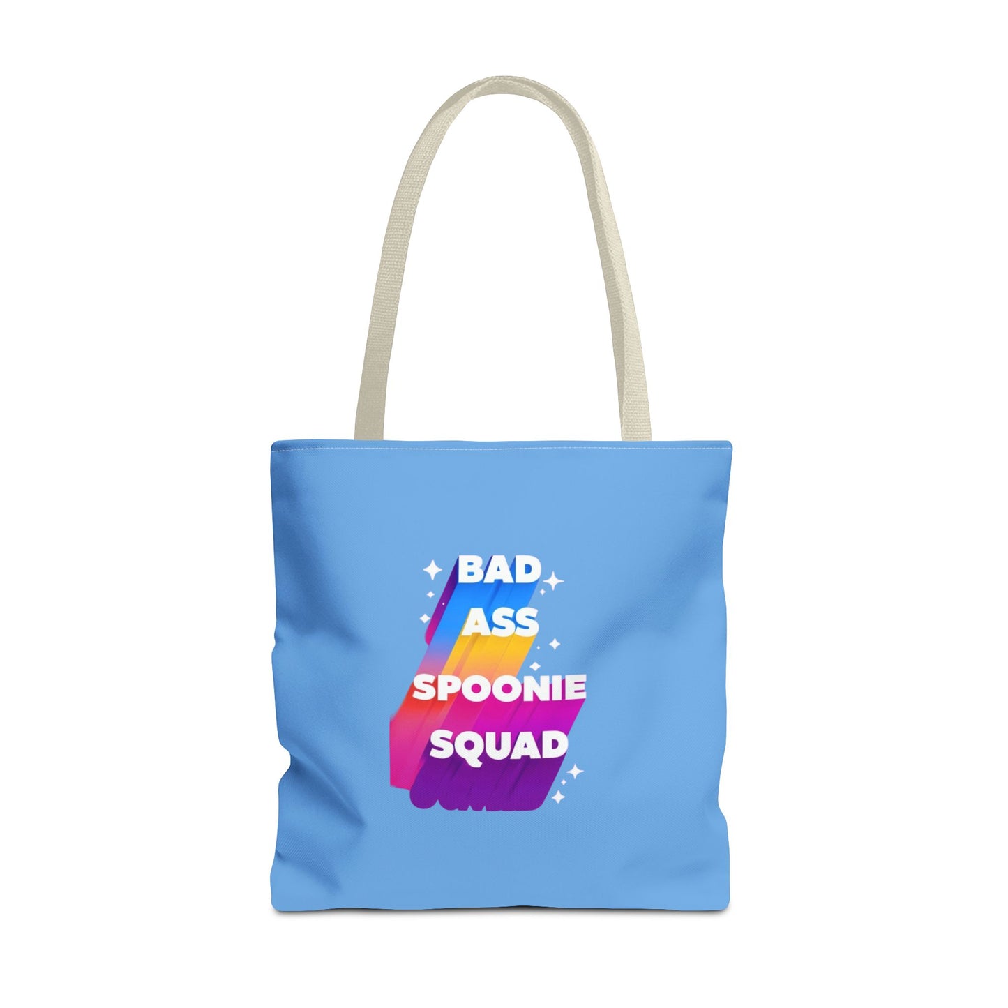 Autoimmune Disease Awareness Tote Bag - "Big Ass Spoonie Squad" (Light Blue)