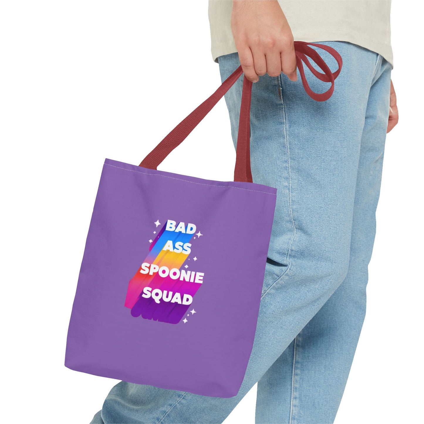 Autoimmune Disease Awareness Tote Bag - "Bad Ass Spoonie Squad" (Light Purple)