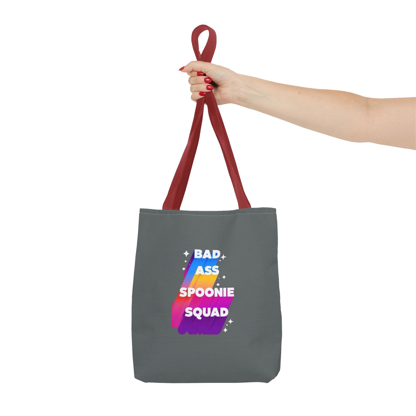 Autoimmune Disease Awareness Tote Bag - "Bad Ass Spoonie Squad" (Dark Grey)