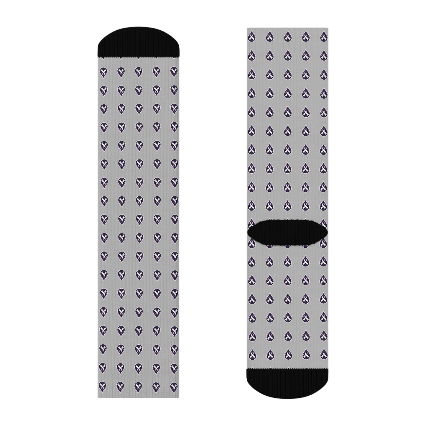 Sjögren's Disease Teardrop Pattern Crew Socks (Light Gray)