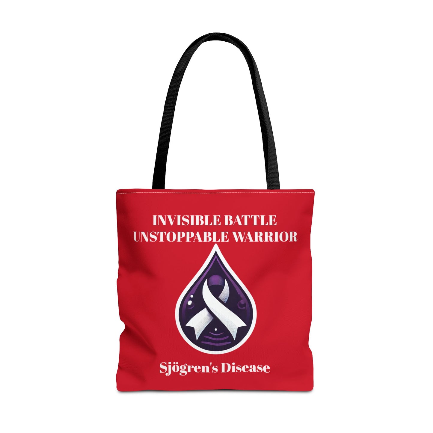 Invisible Battle Unstoppable Warrior Tote Bag - Sjögren's Disease Awareness (Red)
