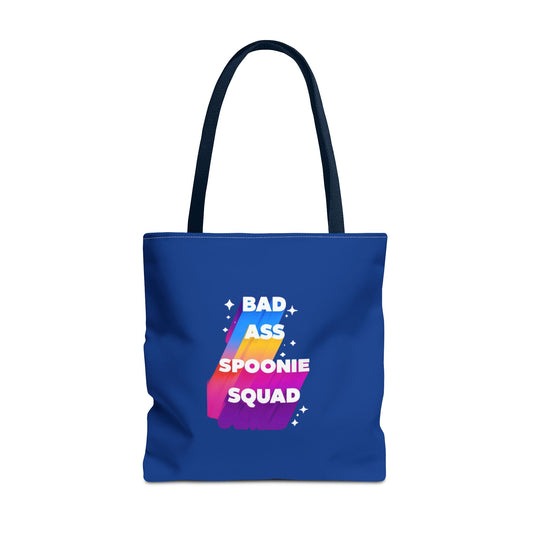 Autoimmune Disease Awareness Tote Bag - "Bad Ass Spoonie Squad" (Dark Blue)