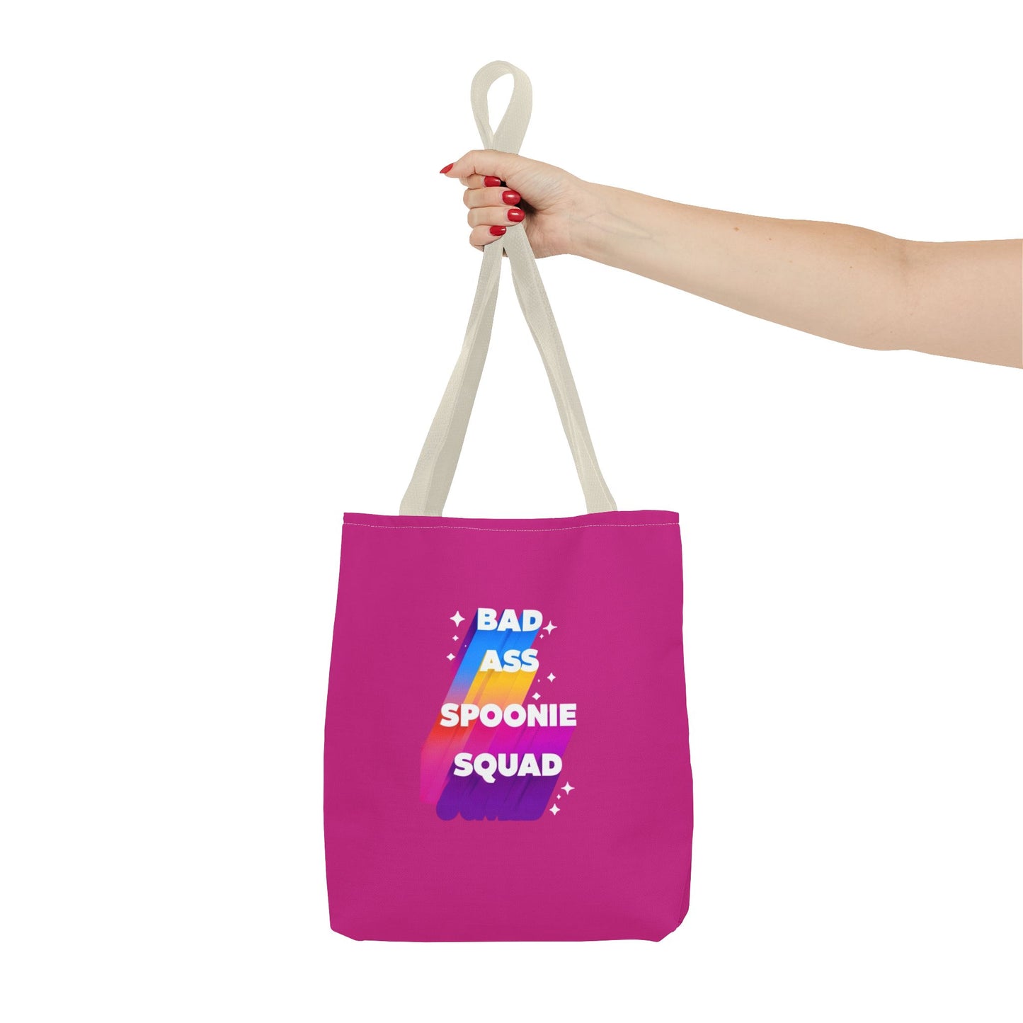 Autoimmune Disease Awareness Tote Bag - "Big Ass Spoonie Squad" (Pink)