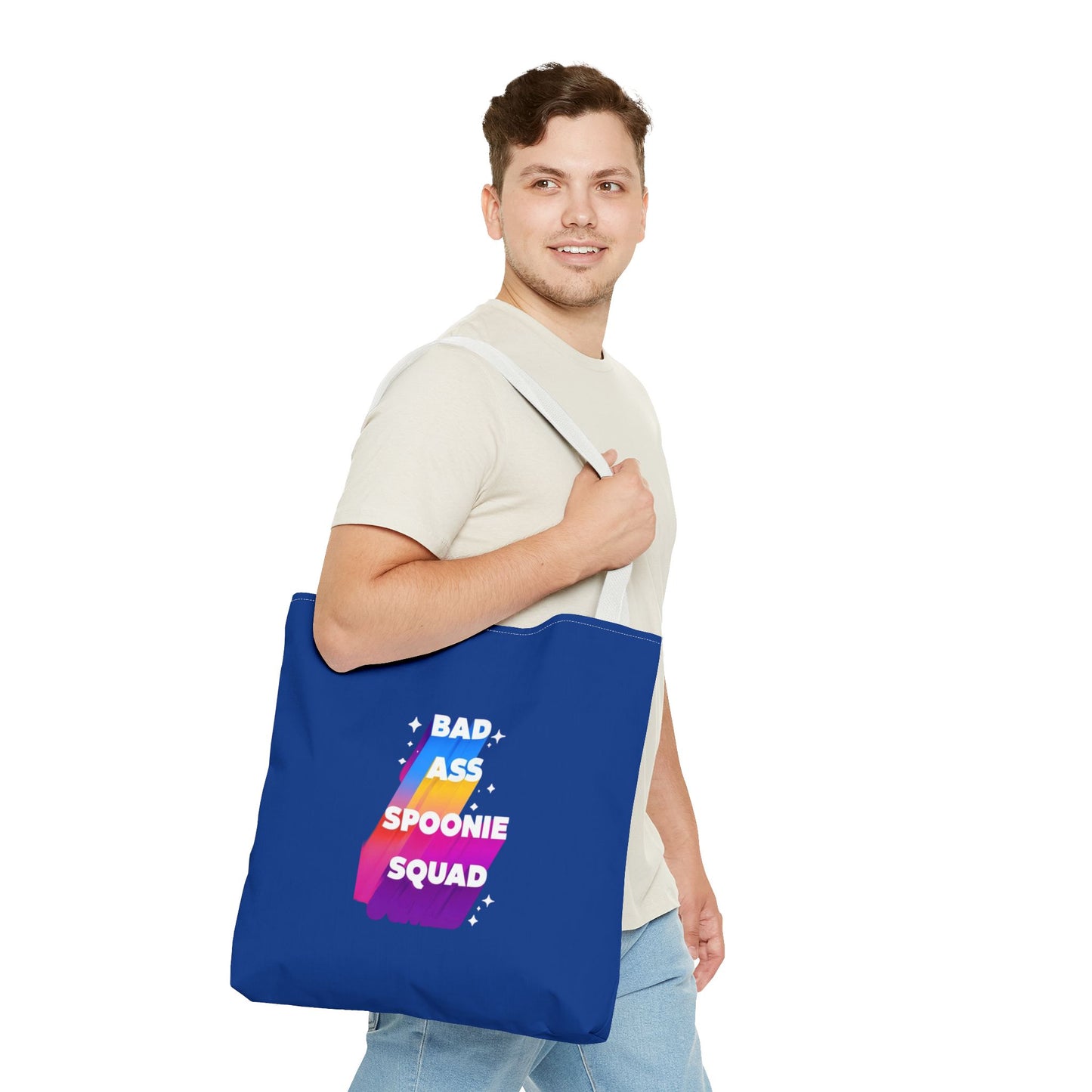 Autoimmune Disease Awareness Tote Bag - "Bad Ass Spoonie Squad" (Dark Blue)