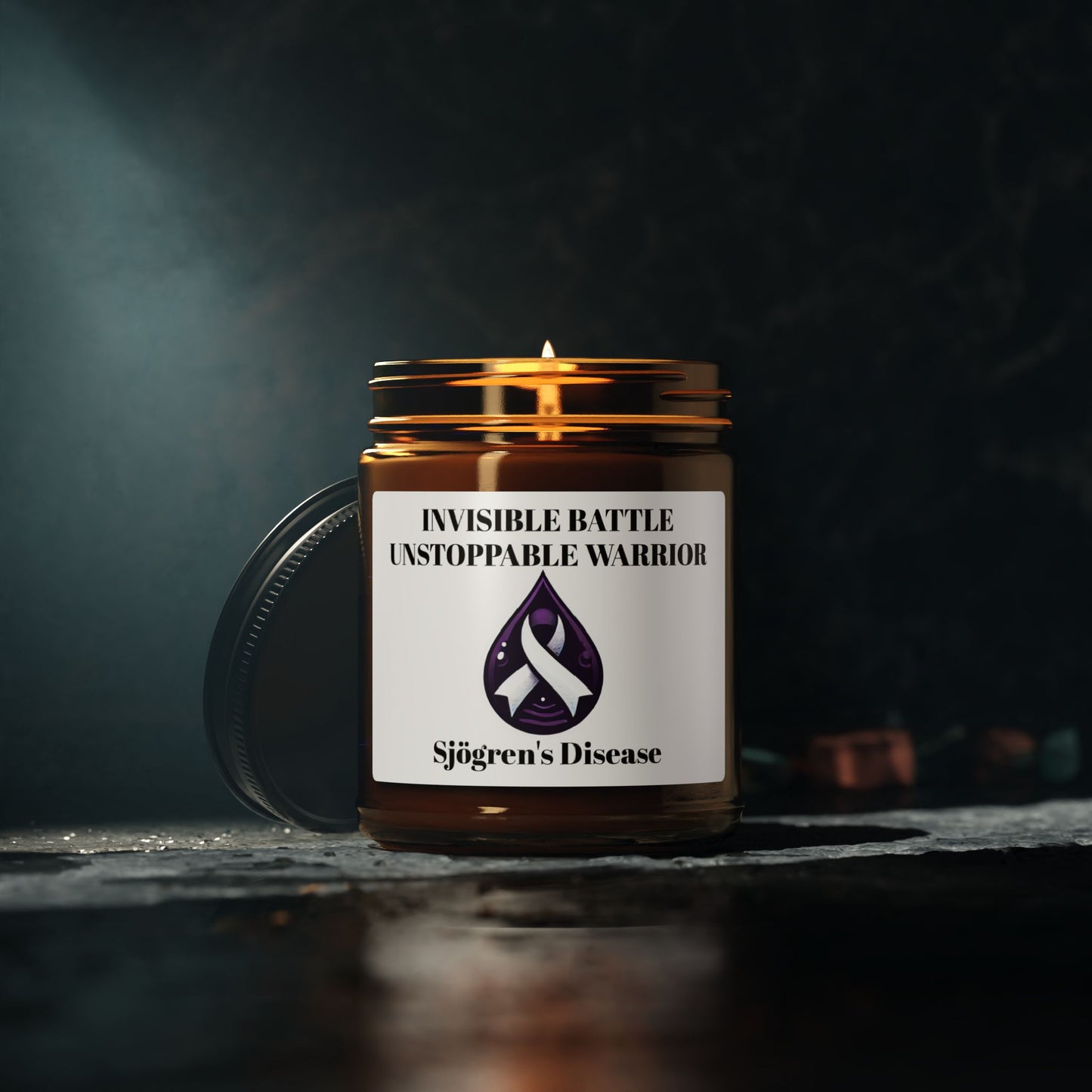 Scented Soy Candle - Invisible Battle Unstoppable Warrior - Sjögren's Disease Awareness