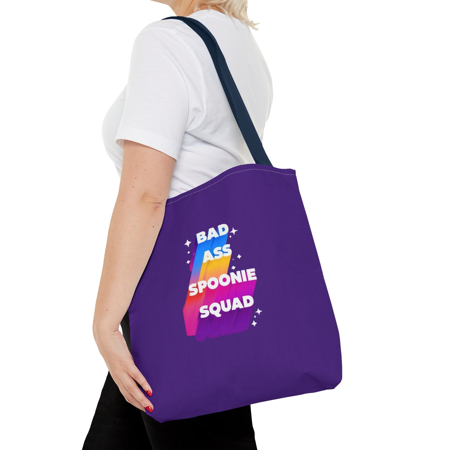 Autoimmune Disease Awareness Tote Bag - "Bad Ass Spoonie Squad" (Purple)