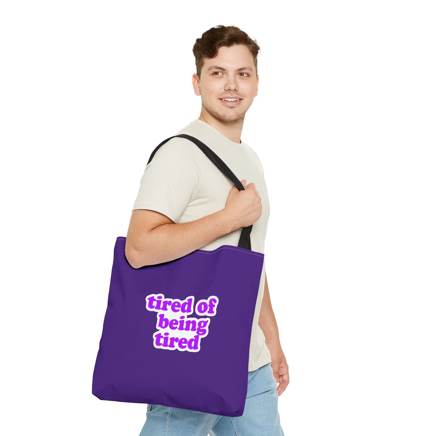 Autoimmune Disease Awareness Tote Bag - "tired of being tired" (Purple)
