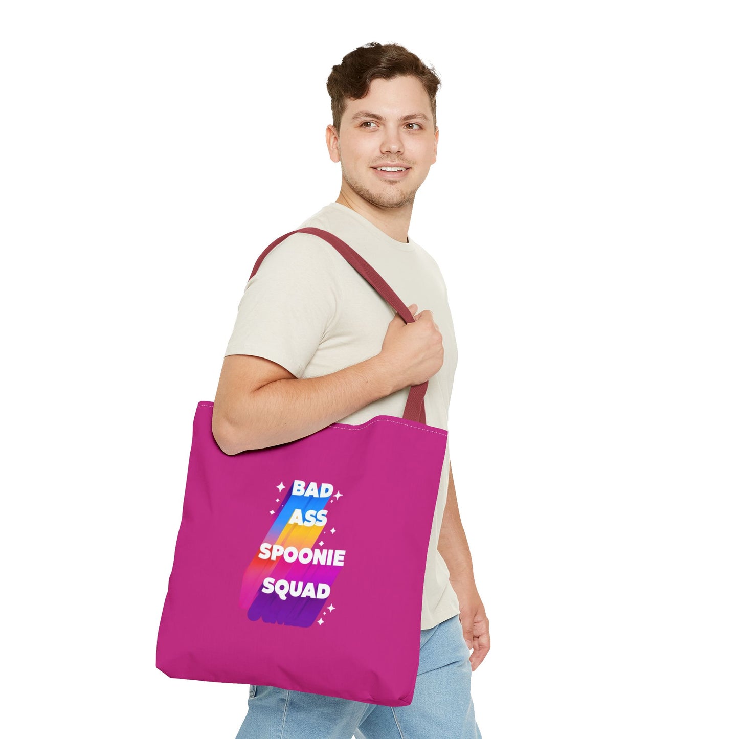 Autoimmune Disease Awareness Tote Bag - "Big Ass Spoonie Squad" (Pink)