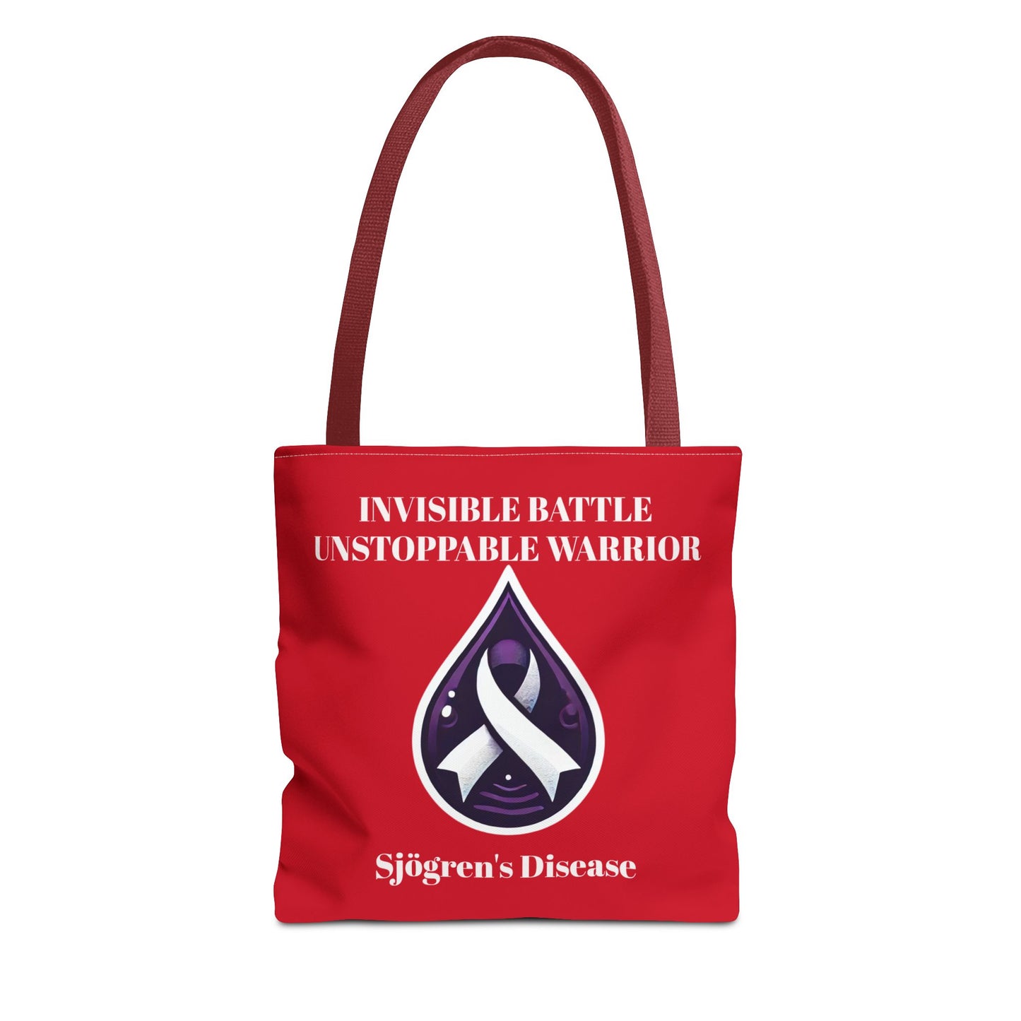 Invisible Battle Unstoppable Warrior Tote Bag - Sjögren's Disease Awareness (Red)