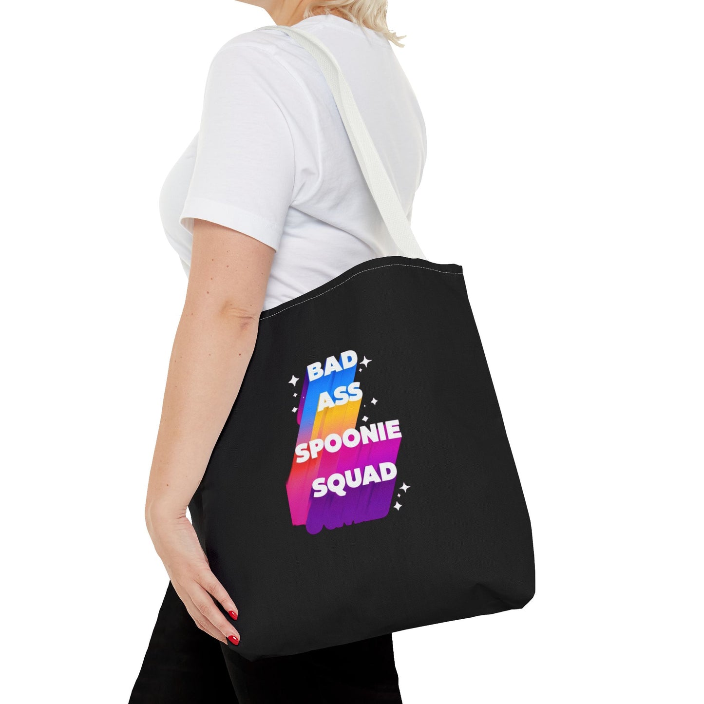 Autoimmune Disease Awareness Tote Bag - "Bad Ass Spoonie Squad" (Black)