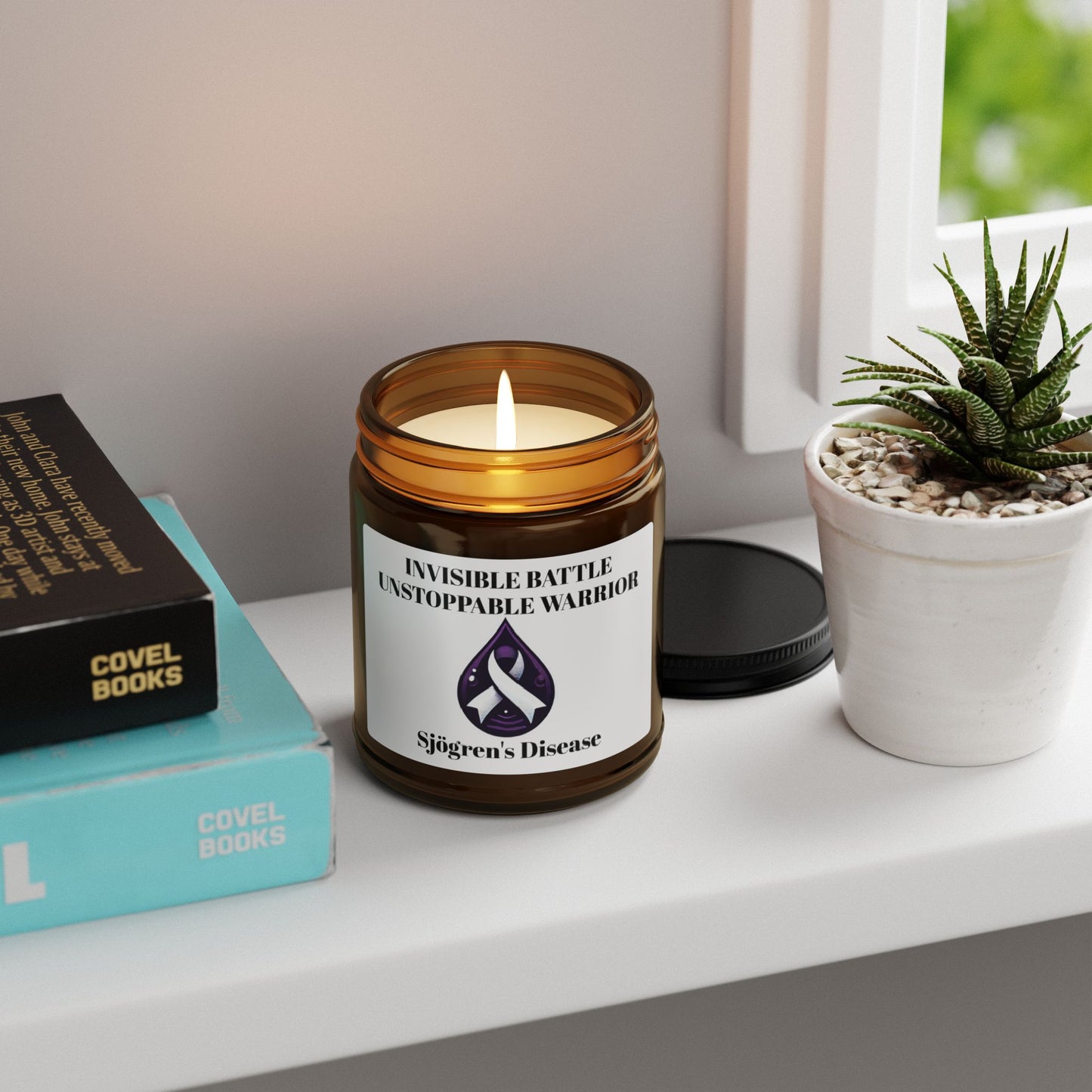 Scented Soy Candle - Invisible Battle Unstoppable Warrior - Sjögren's Disease Awareness