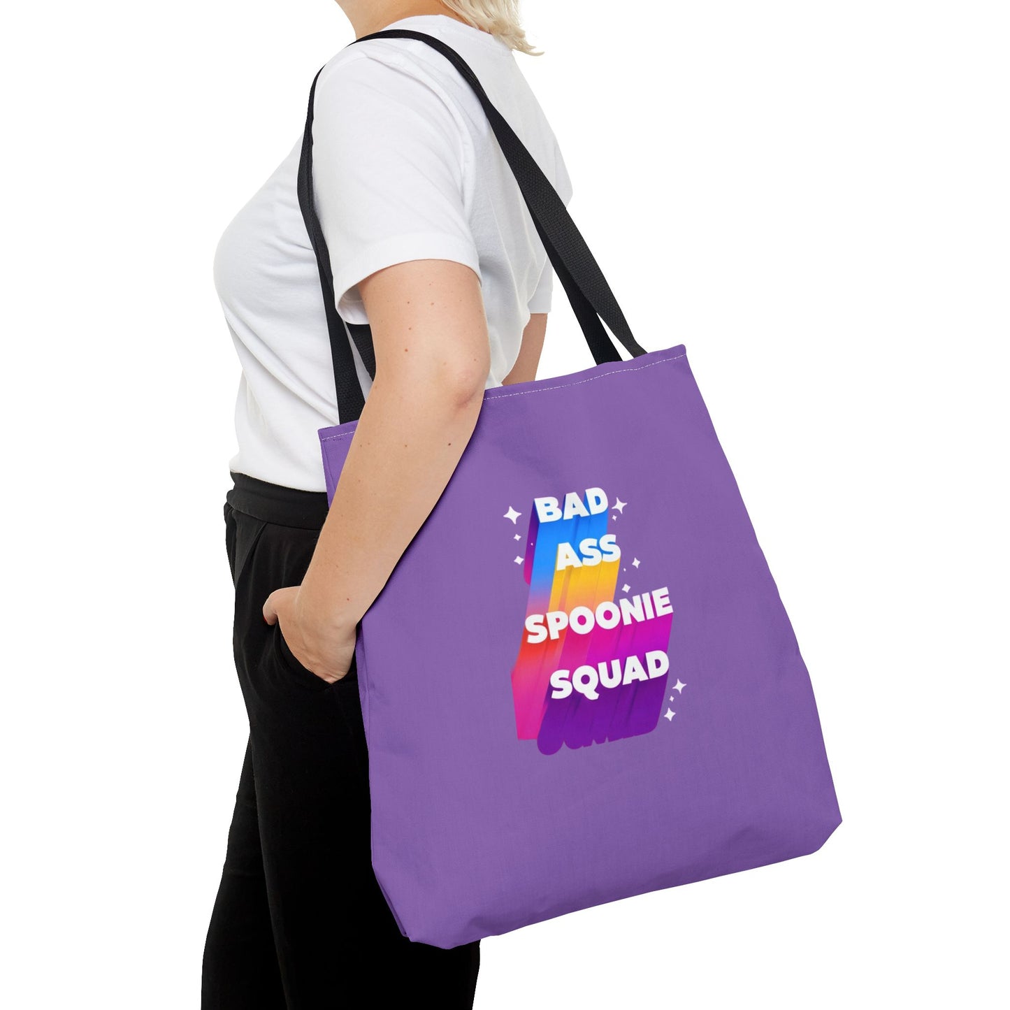 Autoimmune Disease Awareness Tote Bag - "Bad Ass Spoonie Squad" (Light Purple)