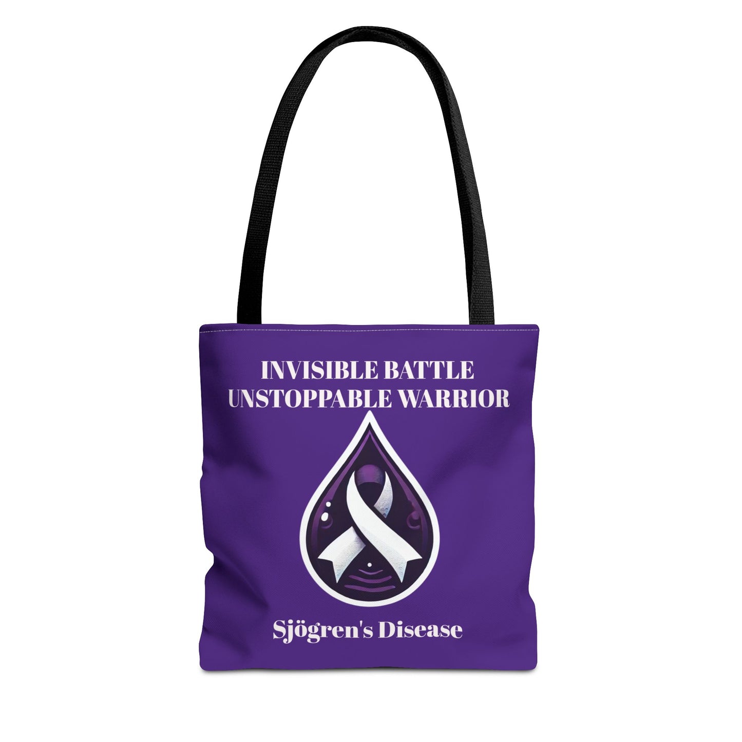 Invisible Battle Unstoppable Warrior Tote Bag - Sjögren's Disease Awareness (Dark Purple)