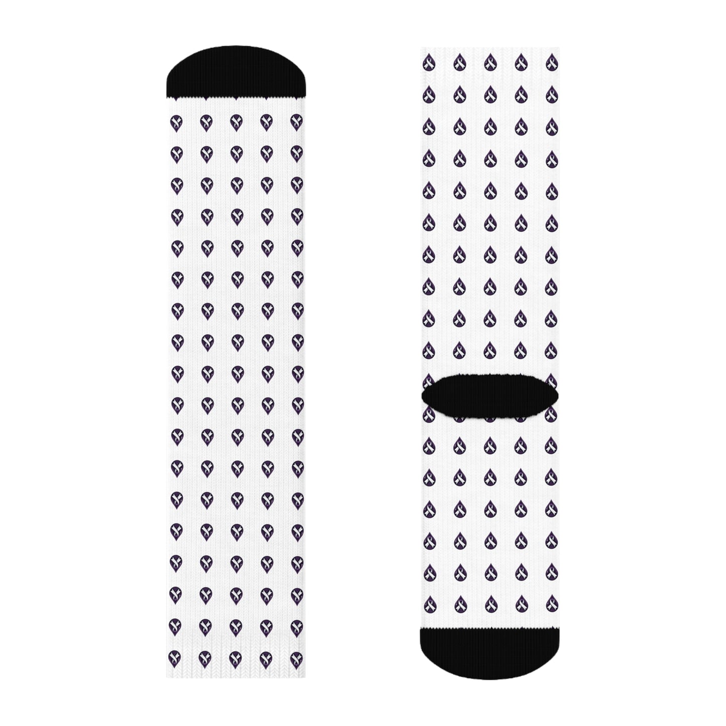 Sjögren's Disease Teardrop Pattern Crew Socks (White)